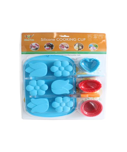 Silicone Cooking Cups W/ 1 Silicone Spatula and Pastry Brush