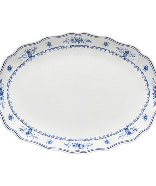 Oval Platter, 40 Cm White - Blue