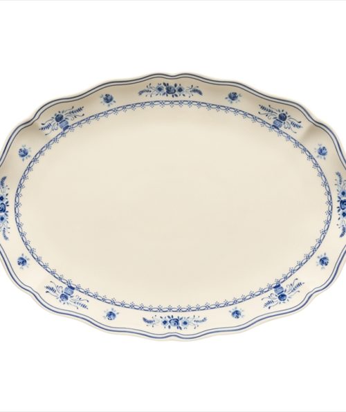 Oval platter 40 cm , Beige - Blue