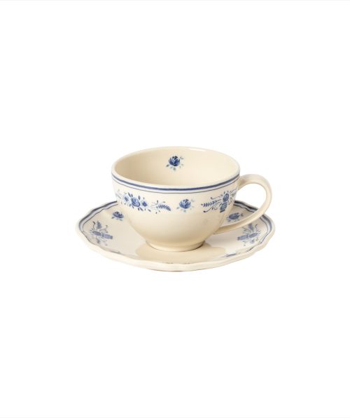 Tea cup  Saucer 26cl , Beige blue