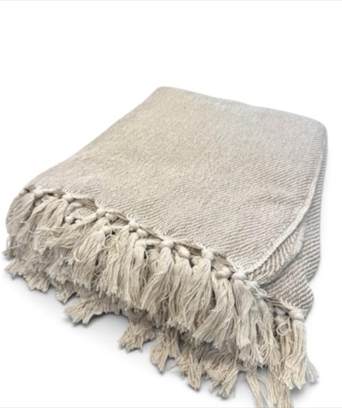 Throw 180 x 230 Cm LIGHT TAUPE  AND IVORY