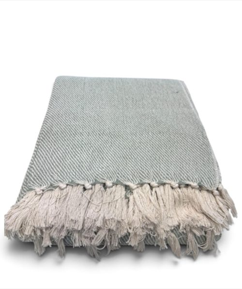 Throw 180 x 280 Cm LIGHT GREEN AND IVORY