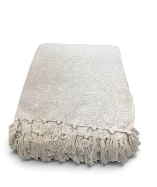 Throw 180 x 230 Cm NATURAL LINEN AND IVORY