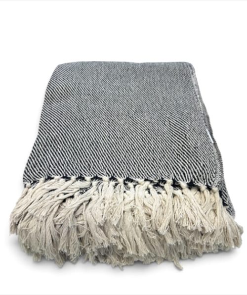Throw 180 x 280 Cm BLACK AND IVORY