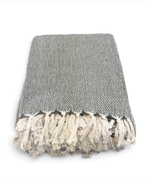 Throw 180 x 280 Cm DARK GREEN AND IVORY