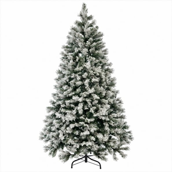 Snow Majesty - 210CM Snowy Tree with 1369 tips, metal stand, New Design